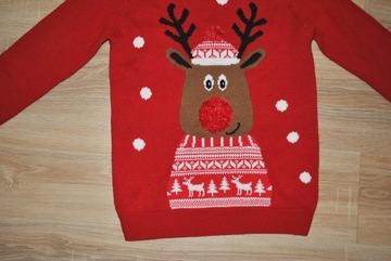 ŚWIĘTA świąteczny sweterek RENIFEREK r. S BDB
