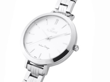 Srebrny elegancki damski zegarek biała tarcza elegancki modny na prezent