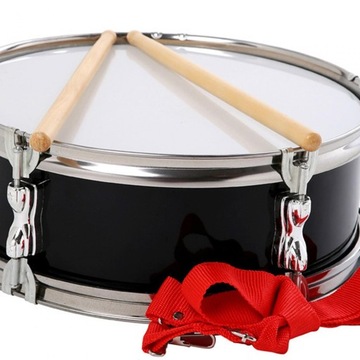 13-дюймовый малый барабан с плечевым ремнем Музыкальные барабаны для детей, подростков и мальчиков, черные