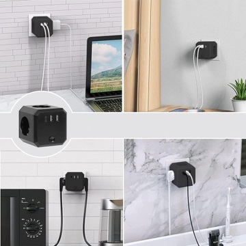 НАСТЕННЫЙ РАЗЪЕМ CUBE 7 В 1 НАСТЕННАЯ USB-РОЗЕТКА С ВЫКЛЮЧАТЕЛЕМ