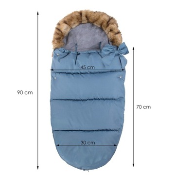ТЕПЛЫЙ СПАЛЬНИК ДЛЯ КОЛЯСКИ, ГОНДОЛЬНЫХ САНОК С МЕХОМ СПАЛЬНЫЙ МЕШОК ПРЕМИУМ 4В1 90 см