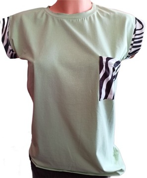 Bluzka T-shirt zebra miętowa r. uniwersalny