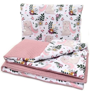 ZESTAW DO WÓZKA KOCYK 75x100 PODUSZKA 25x35 WAFEL