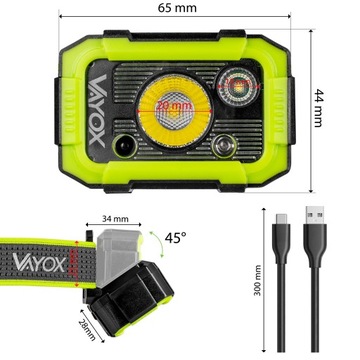 АККУМУЛЯТОРНАЯ СВЕТОДИОДНАЯ ФАРА USB-C HAMMER 750LM PRO VAYOX ФАРА