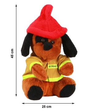 МАСКОТ ПЕСОЧНАЯ СОБАКА ПОЖАРНАЯ КОМАНДА 45 см подарок на ДЕНЬ ПОЖАРНОГО