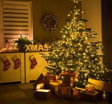 LAMPKI CHOINKOWE ŚWIATEŁKA 300 LED ZEWNĘTRZNE 24M NA ŚWIĄTA BIAŁE CIEPŁE