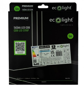 Taśma LED COB 320 7W/m 6000K 630lm 12V IP20 5m PREMIUM LINE MEBLE ŁAZIENKA