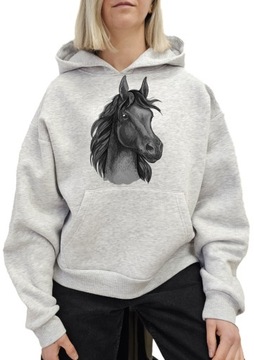 S203 SZARA HOODIE OVERSIZE SZARY KOŃ XL/XXL