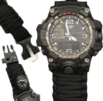 ZEGAREK MĘSKI PARACORD TAKTYCZNY 10W1 SURVIVAL G1