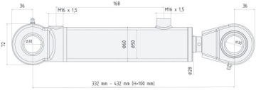 ПОЛЬСКИЙ ГИДРАВЛИЧЕСКИЙ ЦИЛИНДР, ПОРШЕНЬ 50x28, ХОД 100, SKRAW-MET