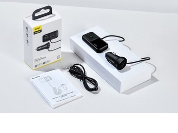 BASEUS TRANSMITER FM BLUETOOTH ŁADOWARKA SAMOCHODOWA 2x USB AUX SD 2.1A