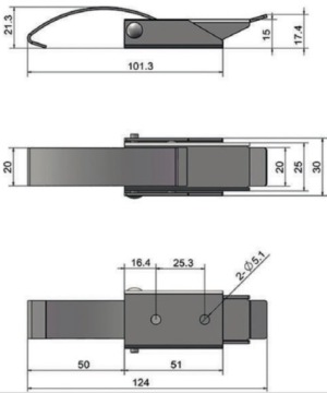 угловая защелка 124 мм LARGE iMATX