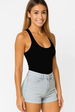 TOP KOSZULKA DAMSKA NA RAMIĄCZKACH BOKSERKA PREMIUM BAWEŁNA CZARNA M