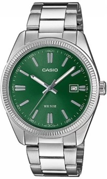 Zegarek męski Casio KLASYCZNY z datownikiem stalowy WR50m- PUDEŁKO + GRAWER