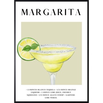 PLAKAT OBRAZ 40x50 PRZEPIS NA DRINK MARGARITA BAR RESTAURACJA KUCHNIA PUB