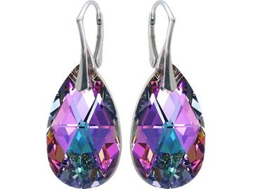 KOLCZYKI SREBRNE Z KRYSZT. SWAROVSKI MIGDAŁ 28mm