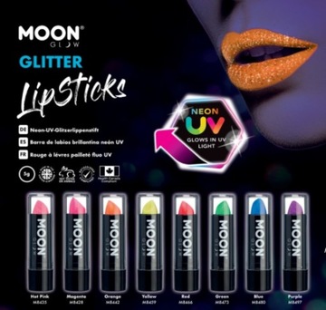 Губная помада с блестками светится в УФ-свете MOONGLOW Blue