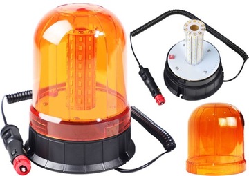 LAMPA OSTRZEGAWCZA KOGUT 80 LED SMD BŁYSKOWA 12/24V NA MAGNES