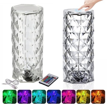 DIAMENTOWA LAMPKA STOŁOWA LED 16BARWY RÓŻA USB