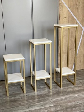 Подставка для цветов, белый, золотой, металлический столик, низкий каркас