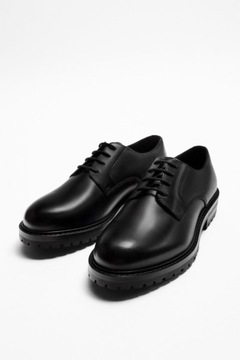 ZARA BUTY BLUCHER GRUBA PODESZWA SKÓRA 45 CZARNE