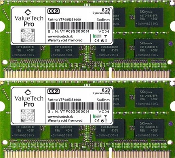 PAMIĘĆ RAM 16GB DDR3 1600MHz SO-DIMM DO LAPTOPA DC