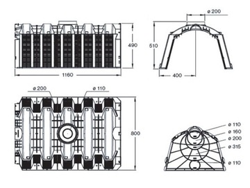 GRAF INFLUENCE ТУННЕЛЬ 300 Л ДРЕНАЖНЫЙ ТУННЕЛЬ 300 Л 25 ШТ. ОЧИСТНЫЕ УСТАНОВКИ