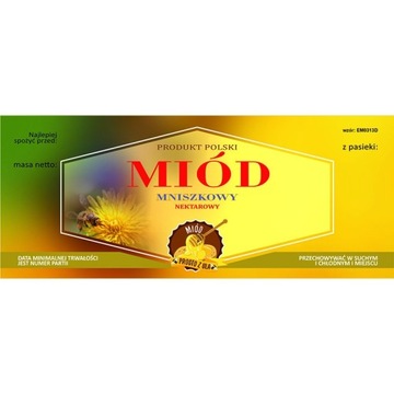 Etykieta na miód Mniszkowy EM0313D - duże