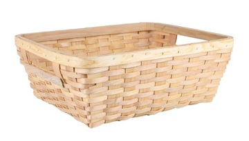 PROSTOKĄTNY KOSZYK Z ŁUBY Z UCHWYTAMI 39x32x15,5cm