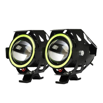 2x ГАЛОГЕННЫЕ МОТОЦИКЛОВЫЕ ЛАМПЫ, КОЛЬЦЕВЫЕ СВЕТОДИОДНЫЕ ФАРЫ