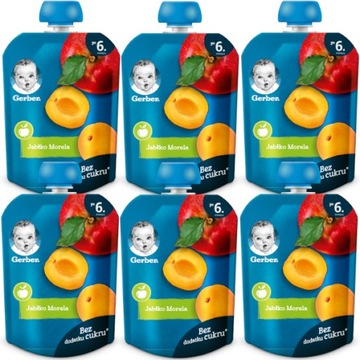 Gerber Jabłko morela po 6 miesiącu 6x90g