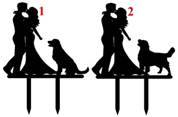 ТОПЕР ДЛЯ ТОРТА Жених, невеста и собака золотистый ретривер