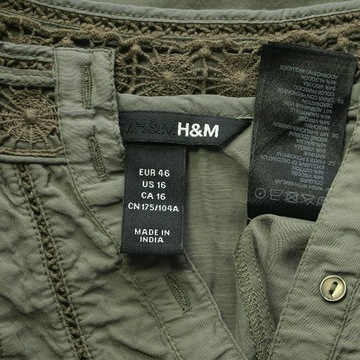 4080 H&M _ Zapinana bluzka stójka khaki jak nowa _ 46