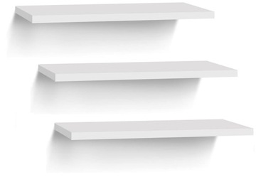 3 SZTUKI PÓŁKI 60 x 15cm BIAŁE WISZĄCE NA ŚCIANĘ SALONU KUCHNI POKOJU REGAŁ
