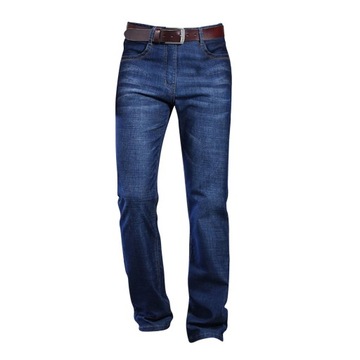 Męskie dżinsy o prostym kroju, proste, szerokie nogawki, odzież robocza, głęboki błękit 36