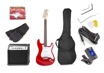 Gitara ELEKTRYCZNA czerwona+ dodatki MEGA ZESTAW