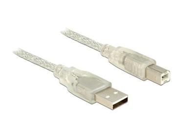 Kabel USB 2.0 AM-BM 5m + Ferryt Przezroczysty