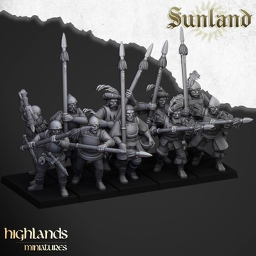 Sunland Troops with Spears x7 + command - Bigusson - Highlands Miniatures