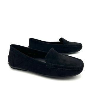 CZARNE MOKASYNY DAMSKIE KLASYCZNE KLASYK WSUWANE GŁADKIE ZAMSZ 40