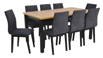 KOMPLET 8 krzeseł tapicerowanych do SALONU stół rozkładany ARTISAN 160/200