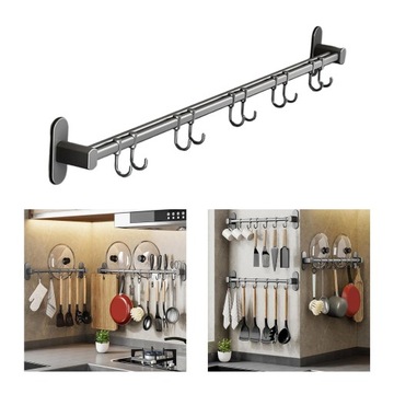 Вешалка для одежды настенная. Кухонная штанга с крючками.