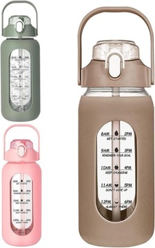 water bottle Butelka na wodę szklana na wodę słomką907ml ze znacznikiem ml