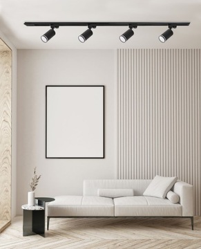 Комплект трекового освещения, 4 лампы GU10, лента 2 м, ЧЕРНЫЙ светодиодный трек