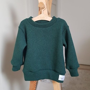 sweterek dziecięcy, zielony, handmade, sweter r 74 wysoka jakość z Polski