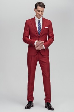 Czerwone spodnie garniturowe slim