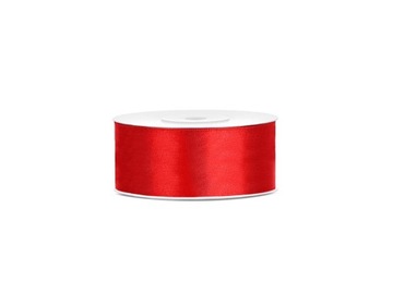 TASIEMKA WSTĄŻKA SATYNOWA czerwony 25mm/25m