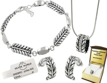 SREBRNY KOMPLET BIŻUTERII DAMSKIEJ 925. CYRKONIE SWAROVSKI + GRAWER GRATIS