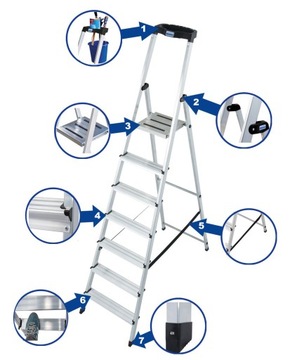 Лестница KRAUSE SAFETY 1x7 126351 3,50 м с ПОЛКОЙ