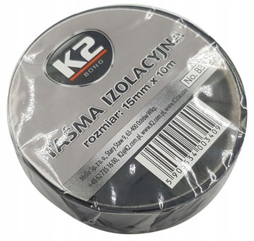 K2 ИЗОЛЯЦИОННАЯ ЛЕНТА ПВХ 15мм x 10м ПРОЧНЫЙ КЛЕЙКИЙ