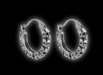 Мужские серебряные серьги-кольца с черепом, череп, гот, пирсинг Викка, 2 шт.